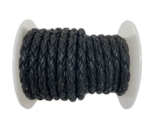 6MM Round Bolo Twist Leather Cord Matt Black