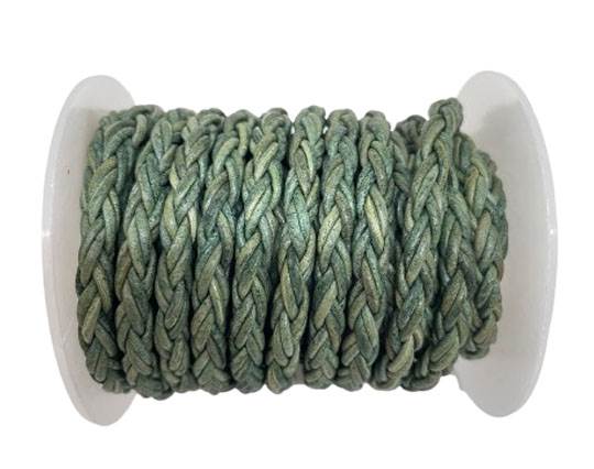 6MM Round Bolo Twist Leather Cord Vintage dark green