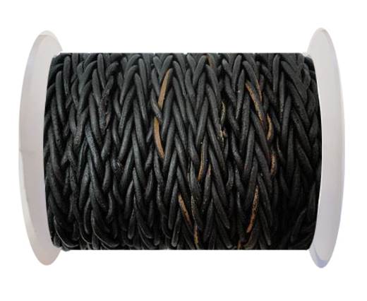Plaited Round Leather cords -14mm - Vintage Brown