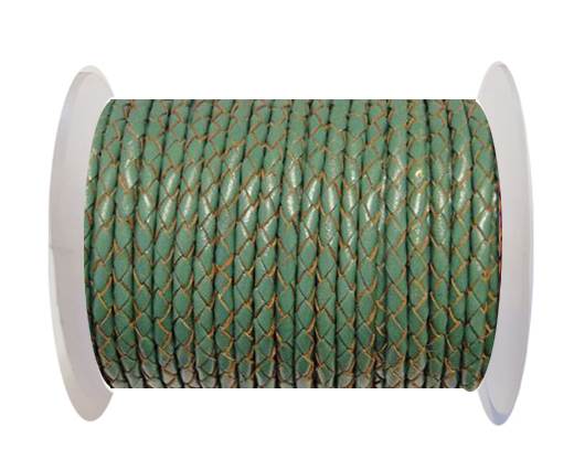 Round Braided Leather Cord SE/B/2015-Forest Green-6mm