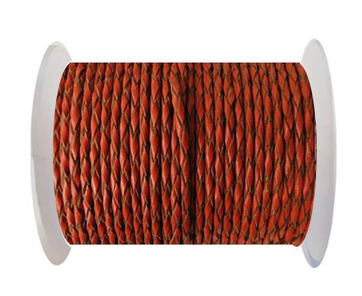 Round Braided Leather Cord SE/B/2016-Brick-8mm