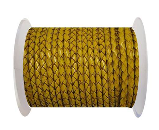 Round Braided Leather Cord SE/B/2020-Mustard-6mm
