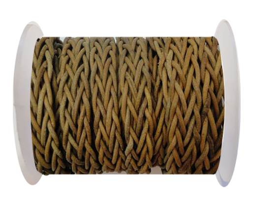 Plaited Round Leather cords -14mm - Dark Natural