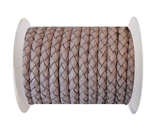 Round Braided Leather Cord SE/B/2033-Baby Pink - 6mm