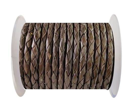 Round Braided Leather Cord SE/B/03-Dark Brown - 6mm