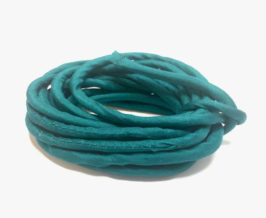 Real silk cords with inserts - 4 mm - Emerald