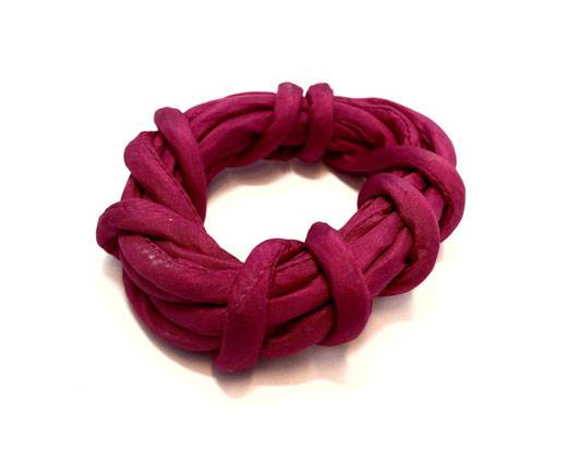 Real silk cords with inserts - 4 mm - FUSCHIA PINK