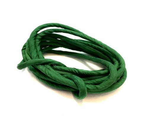 Real silk cords with inserts - 3mm - BOTTLE GREEN