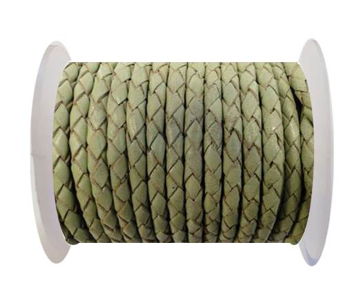 Round Braided Leather Cord SE/B/516-Pastel Green-6mm