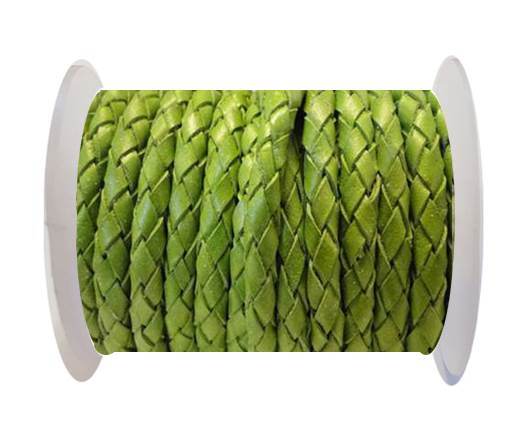 Round Braided Leather Cord SE/B/522-Light Green - 3mm