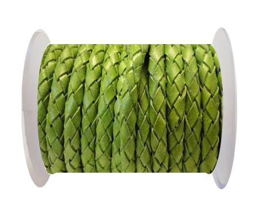 Round Braided Leather Cord SE/B/522-Light Green - 6mm