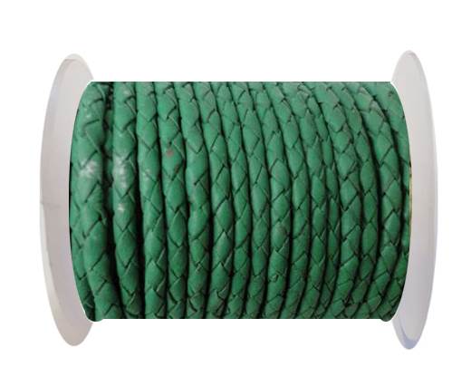 Round Braided Leather Cord SE/B/523-Moss Green-6mm