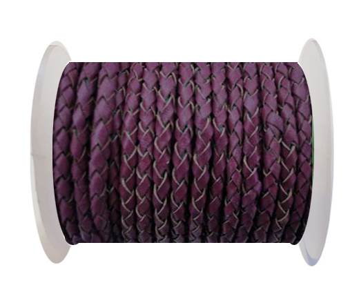 Round Braided Leather Cord SE/B/543-Plum - 5mm