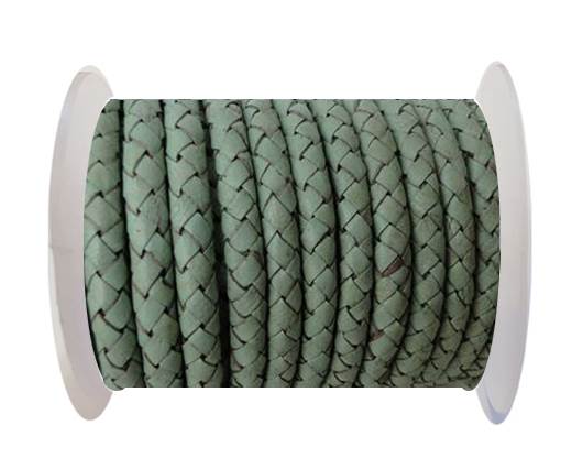 Round Braided Leather Cord SE/B/616-Pastel Mint - 8mm