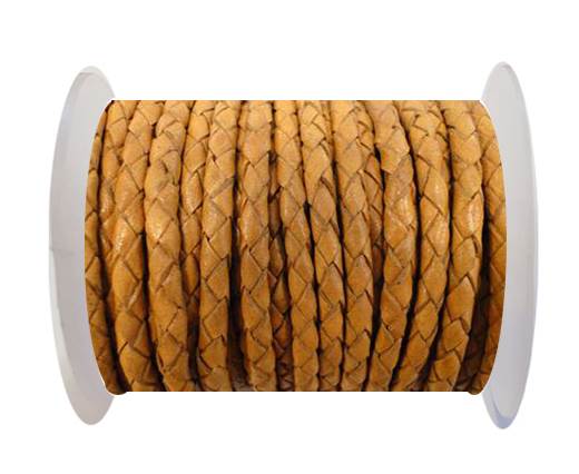 Round Braided Leather Cord SE/B/712-Camel - 3mm