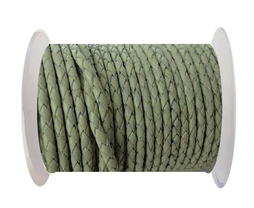 Round Braided Leather Cord SE/B/716-Pastel Lime-3mm