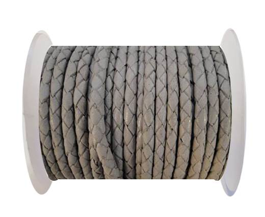 RoundRound Braided Leather Cord SE/B/717-Light Grey - 3mm