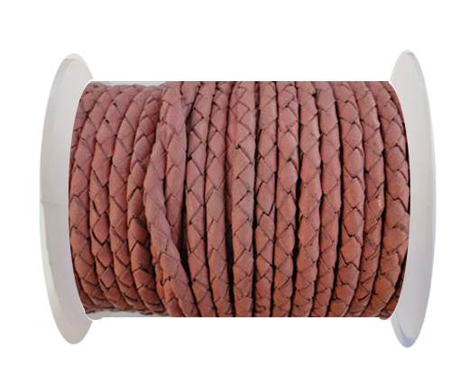 Round Braided Leather Cord SE/B/722-Rose - 3mm