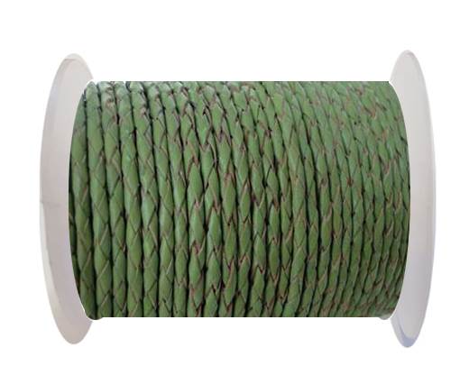 Round Braided Leather Cord SE/B/730-Green Tea - 3mm