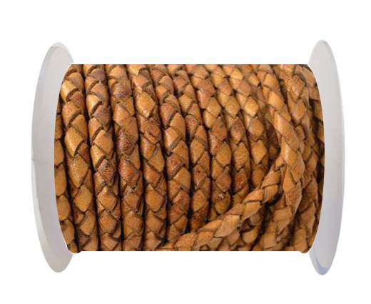 Round Braided Leather Cord SE/DB/02-Cinnamon - 5mm