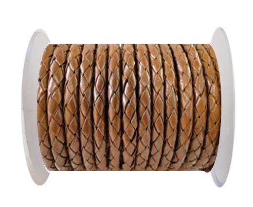 Round Braided Leather Cord SE/B/07-Medium Brown - 5mm