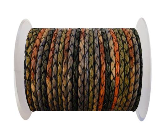 Round Braided Leather Cord SE/DM/04-Dark Shades-6mm