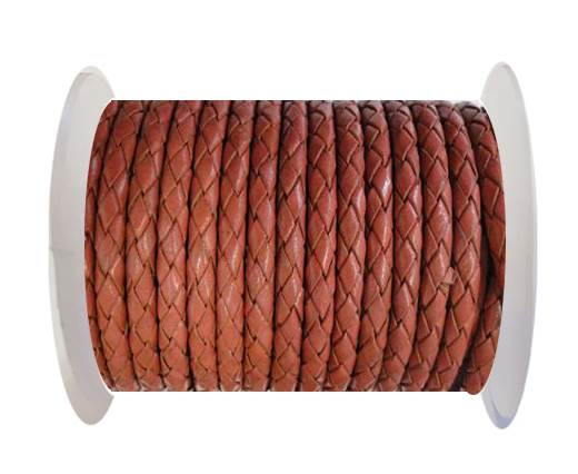 Round Braided Leather Cord SE/B/08-Coral - 8mm