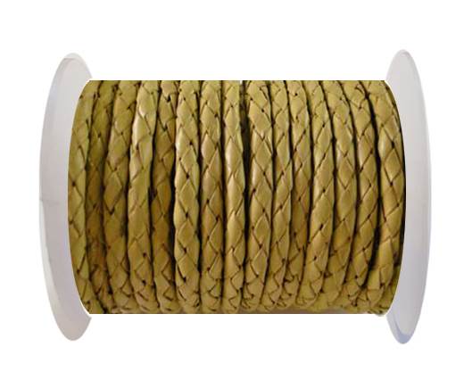 Round Braided Leather Cord SE/B/10-Lemon yellow - 8mm