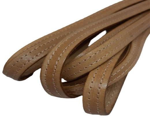 Italian Flat Leather 10mm-Double Stitched - beige_light_beige