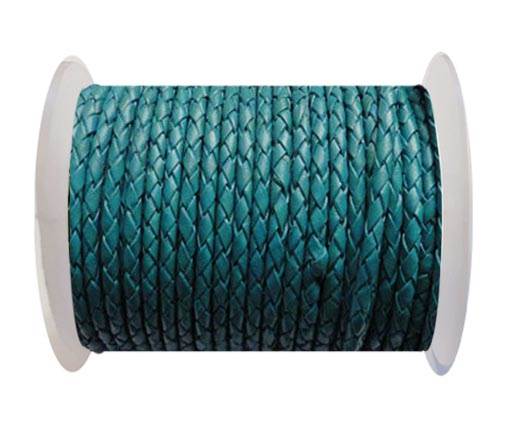 Round Braided Leather Cord SE/B/11-Bermuda Blue - 4mm