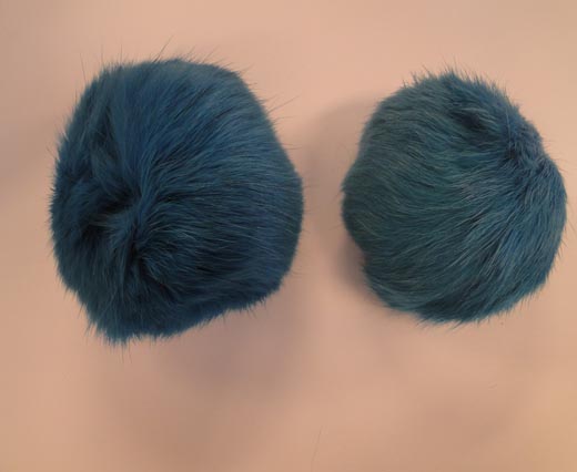 Rabbit Fur Pom Pom-Bermuda Blue-9cms