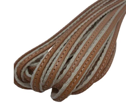 Italian Flat Leather 10mm-single Stitched - bi_material_beige