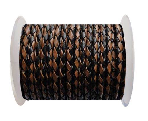 Round Braided Leather Cord SE/B/26-Black-Brown - 5mm