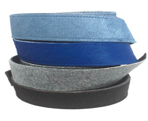 Hair-On Leather Belts-BLACK-GREY-BLUE-SKY BLUE