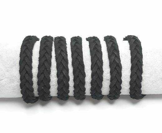 Thick Flat Suede Braided -10mm-Black