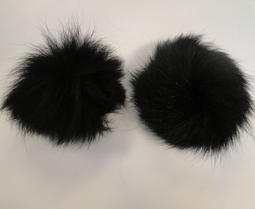 Fox Fur Pom Pom -Black-10cms