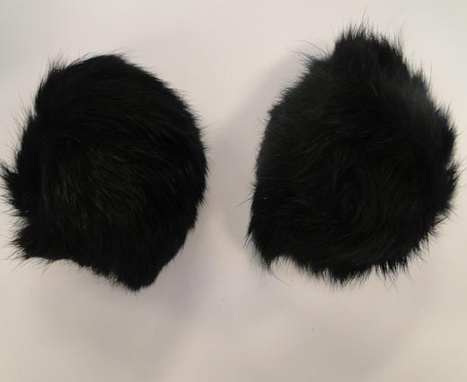 Rabbit Fur Pom Pom-Black-7cms