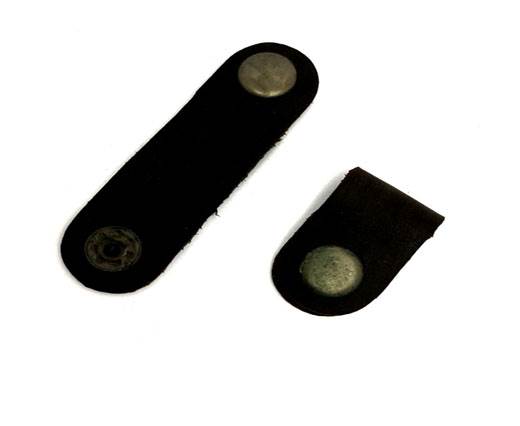 LEATHER BUTTON CLIP - BLACK