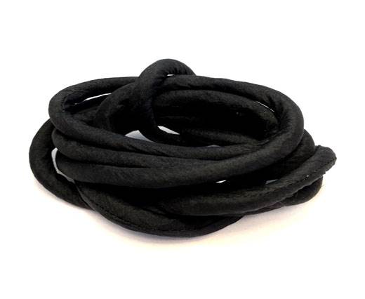 Real silk cords with inserts - 8 mm - BLACK