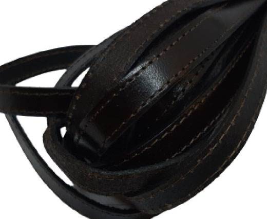 Italian Flat Leather 10mm-Double Stitched - black