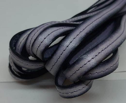  Italian Flat Leather 10mm-bleach violet-single black stitches