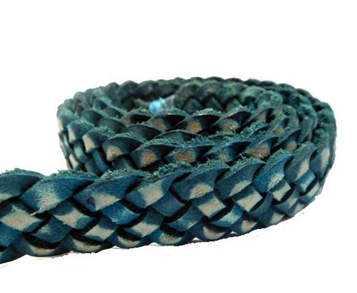 Flat braided cord - 20mm by 4mm - Vintage Blue