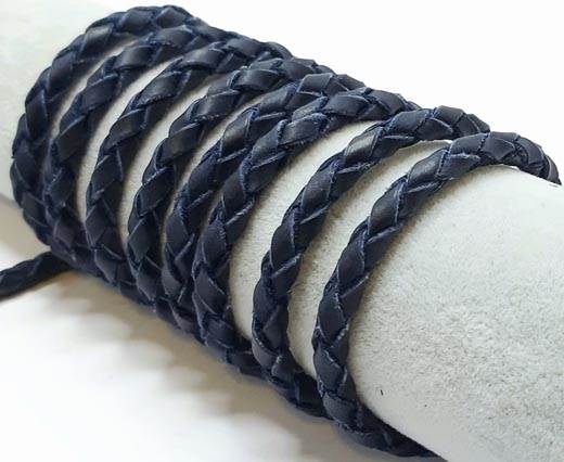 6mm thick Round Braided Leather Cord - Blue