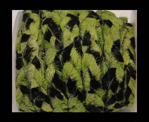 Braided Flat Hair-on Leather-Grass Green Zebra Print