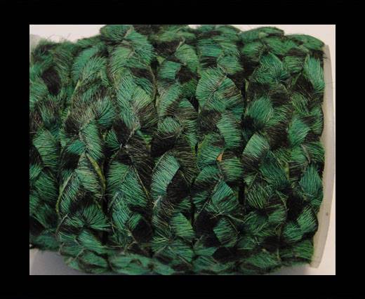 Braided Flat Hair-on Leather-Hunter Green Zebra Print