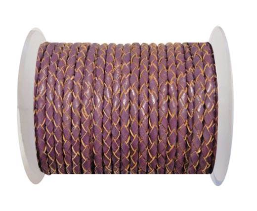 Round Braided Leather Cord SE/B/2004-Purple - 4mm