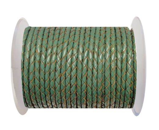 Round Braided Leather Cord SE/B/2015-Forest Green - 4mm