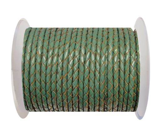 Round Braided Leather Cord SE/B/2015-Forest Green-8mm