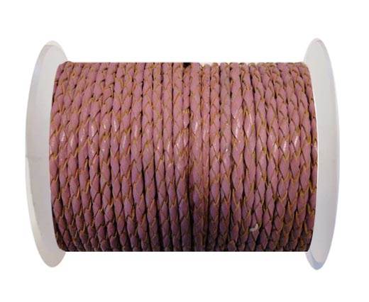 Round Braided Leather Cord SE/B/2014-Pink - 4mm