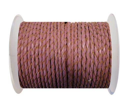 Round Braided Leather Cord SE/B/2014-Pink-8mm